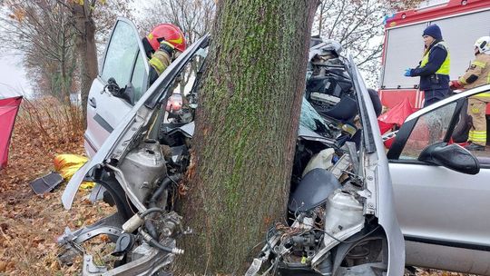 Kierowca mercedesa zginął na miejscu po zderzeniu z drzewem. Śledztwo policji