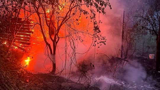 Paliło się na działkach. Altana spłonęła doszczętnie