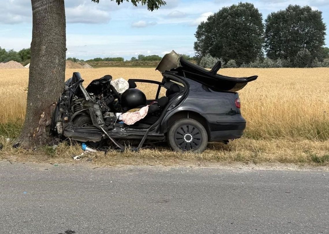 Czołowo uderzyła w drzewo. Obok przejeżdżał strażak