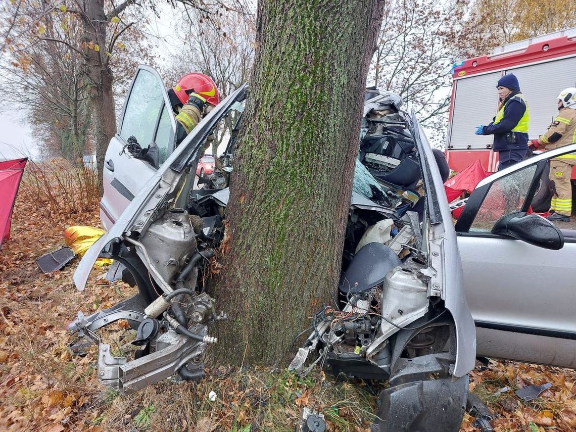 Kierowca mercedesa zginął na miejscu po zderzeniu z drzewem. Śledztwo policji