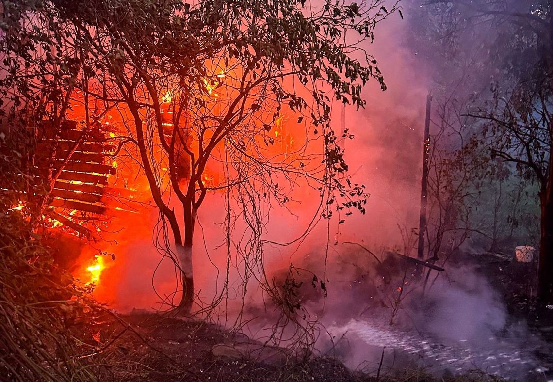 Paliło się na działkach. Altana spłonęła doszczętnie Paliło się na działkach. Altana spłonęła doszczętnie